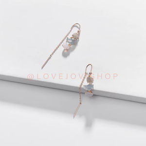 Feminine | Dainty Authentic Stone Threader Earrings | Artisan Coastal Luxe